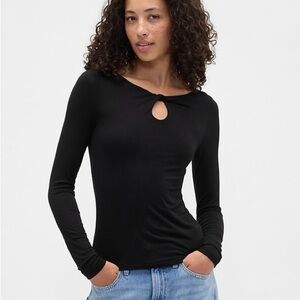 NWT | GAP | Twist Boatneck Top | Black XL | MSRP $49.99